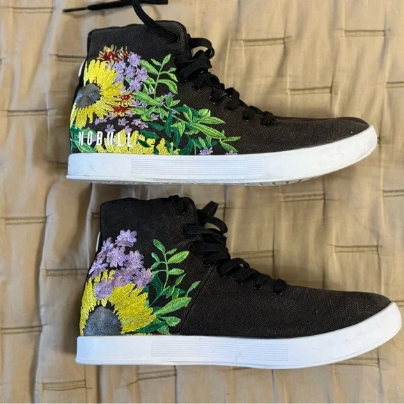NOBULL Superblossom Embroidered Floral Hi-Top Trainer Shoes Size 10 - Picture 5 of 9
